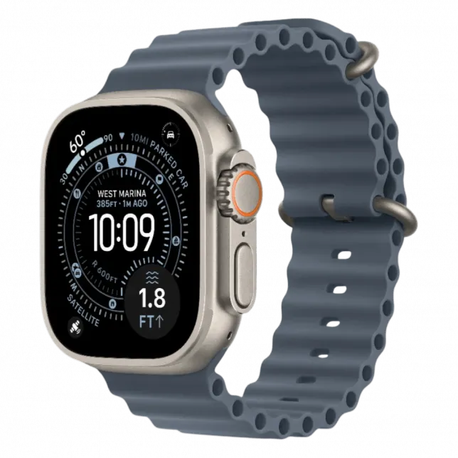 Apple Watch Ultra 3 GPS + LTE, 49mm Natural Titanium Case with Anchor Blue Ocean Band