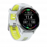 Смарт-годинник Garmin Forerunner 970 Titanium з Whitestone корпусом та Whitestone/Translucent Amp Yellow білим силіконовим ремінцем