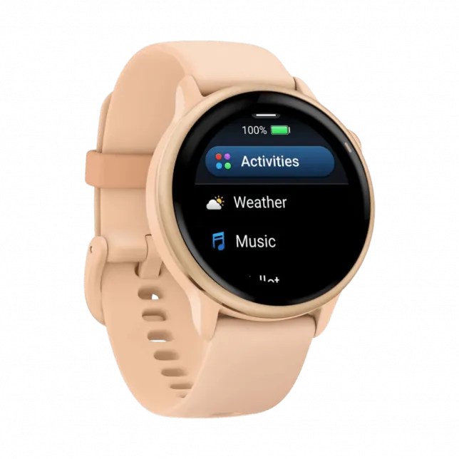 Смарт-годинник Garmin Vivoactive 6 Metallic Pink Dawn з Pink Dawn рожевим силіконовим ремінцем