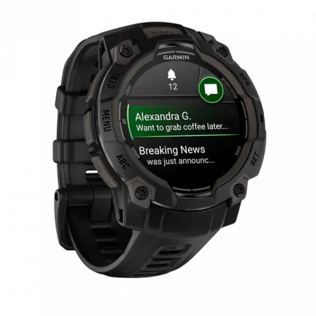 Смарт-годинник Garmin Instinct 3 45 мм, AMOLED Black чорний з Black чорним силіконовим ремінцем