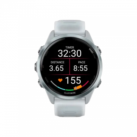 Смарт-годинник Garmin Forerunner 570 42мм Cloud Blue Aluminum з Translucent Whitestone/Cloud Blue білим силіконовим ремінцем