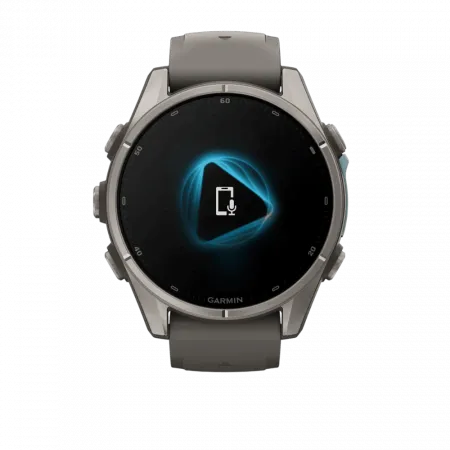 Смарт-годинник Garmin Fenix 9 43мм, Titanium з Pebble Gray темно-сірим силіконовим ремінцем