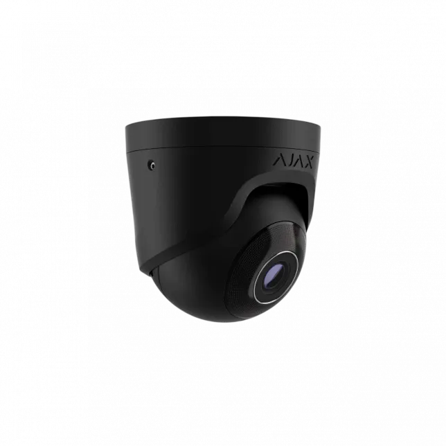 IP-Камера дротова Ajax TurretCam, 5мп, 4мм, Poe, True WDR, IP 65, ІЧ 35м, аудіо, кут огляду 75°до 85°, купольна, чорна