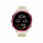Смарт-годинник Garmin Forerunner 570 42мм Raspberry Aluminum з Translucent Bone/Mango світло-бежевим силіконовим ремінцем