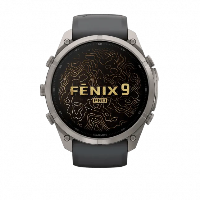 Смарт-годинник Garmin Fenix 9 Pro 51мм, Titanium з Graphite/Black темно-сірим/чорним силіконовим ремінцем