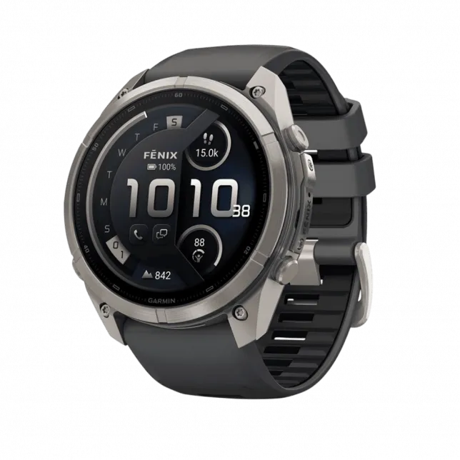 Смарт-годинник Garmin Fenix 9 Pro - inReach, 51мм Titanium з Graphite/Black темно-сірим/чорним силіконовим ремінцем