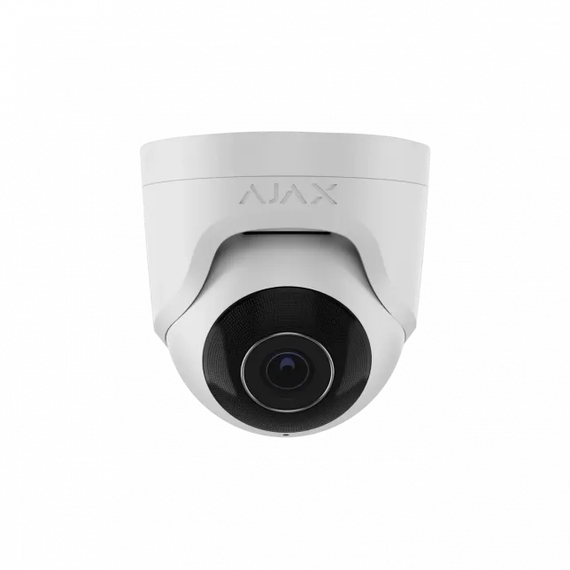 IP-Камера дротова Ajax TurretCam, 5мп, 4мм, Poe, True WDR, IP 65, ІЧ 35м, аудіо, кут огляду 75°до 85°, купольна, біла