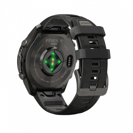 Смарт-годинник Garmin Fenix 9 Pro - inReach, 47мм Carbon Gray DLC Titanium з Black/Pebble Grey чорним/темно-сірим силіконовим ремінцем