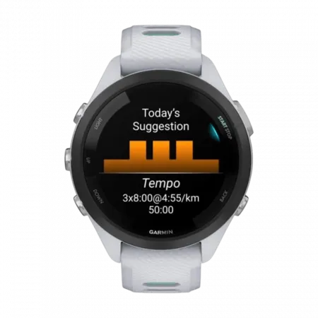 Смарт-годинник Garmin Forerunner 265S з Whitestone корпусом та Whitestone/Neo Tropic білим силіконовим ремінцем