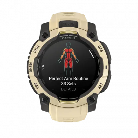 Смарт-годинник Garmin Instinct 3 45 мм, AMOLED Citrine бежевий з Citrine бежевим силіконовим ремінцем