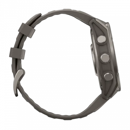 Смарт-годинник Garmin Fenix 9 47мм, Titanium з Pebble Gray темно-сірим силіконовим ремінцем