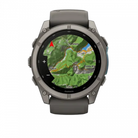 Смарт-годинник Garmin Fenix 9 51мм, Titanium з Pebble Gray темно-сірим силіконовим ремінцем