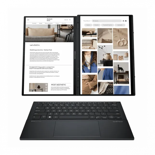 ASUS Ноутбук Zenbook Duo UX8406MA-PZ074W 14" 3K OLED, Intel Ultra 9 185H, 32GB, F2TB, UMA, Win11, Сірий