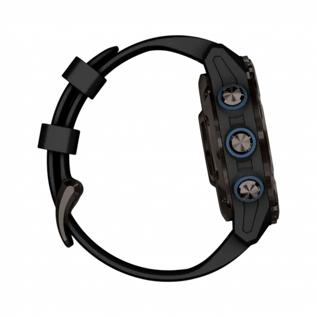Смарт-годинник Garmin Descent Mk3i 43 мм Carbon Grey DLC Titanium з чорним силіконовим ремінцем