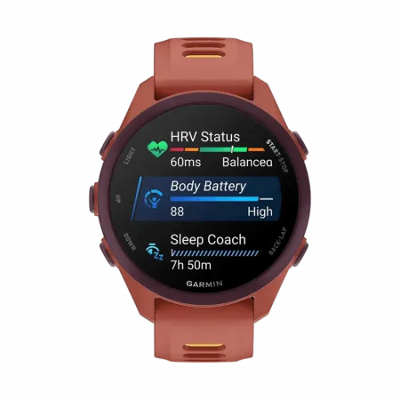 Смарт-годинник Garmin Forerunner 170 Music Red Pink червоний з Red Pink/Mango Band червоним/жовтим силіконовим ремінцем