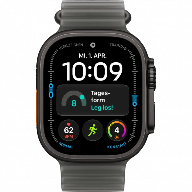 Apple Watch Ultra 4 GPS + LTE 49mm Black Titanium Case with Translucent Black Ocean Band (MJAY4)