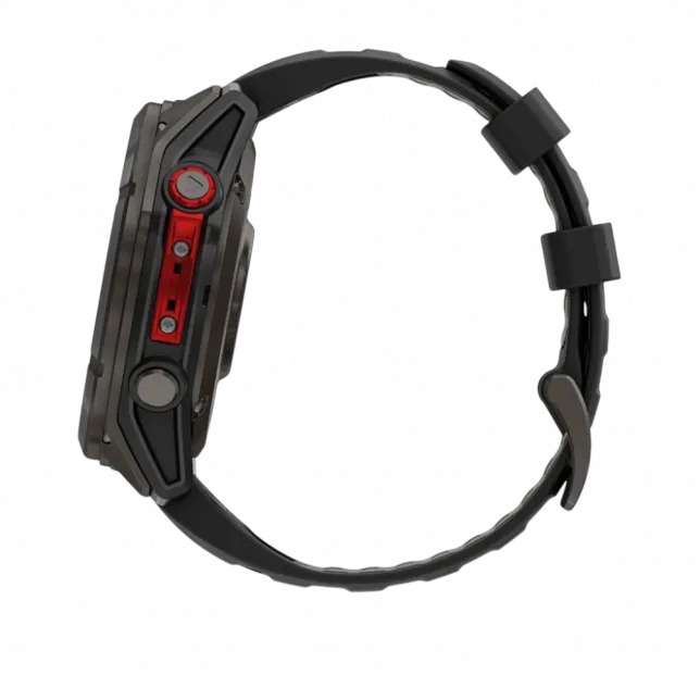 Смарт-годинник Garmin Fenix 8 51мм, MicroLED Sapphire, Titanium, Carbon Gray DLC з Black/Pebble Grey чорним/сірим силіконовим ремінцем