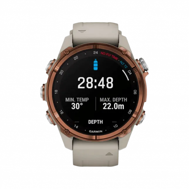 Смарт-годинник Garmin Descent Mk3i 43 мм Bronze PVD Titanium з French Grey сірим силіконовим ремінцем