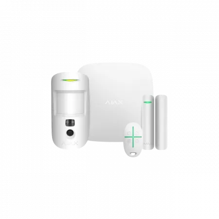 Комплект охоронної сигналізації Ajax HDR StarterKit Cam Plus, hub 2 plus, motioncam HDR, doorprotect, spacecontrol, jeweller, бездротовий, білий