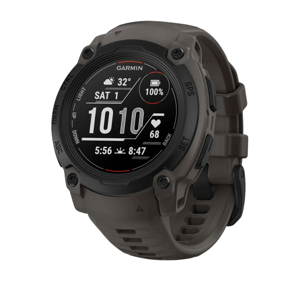 Смарт-годинник Garmin Instinct E 40 мм Black чорний з Charcoal коричневим силіконовим ремінцем