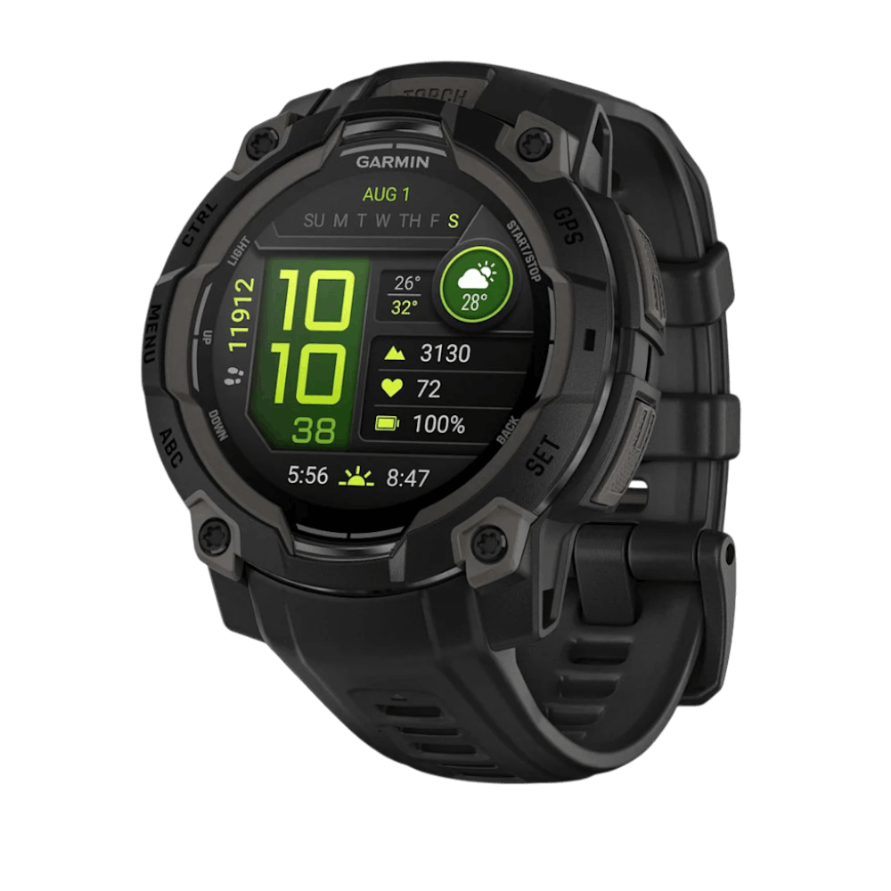 Смарт-годинник Garmin Instinct 3 45 мм, AMOLED Black чорний з Black чорним силіконовим ремінцем