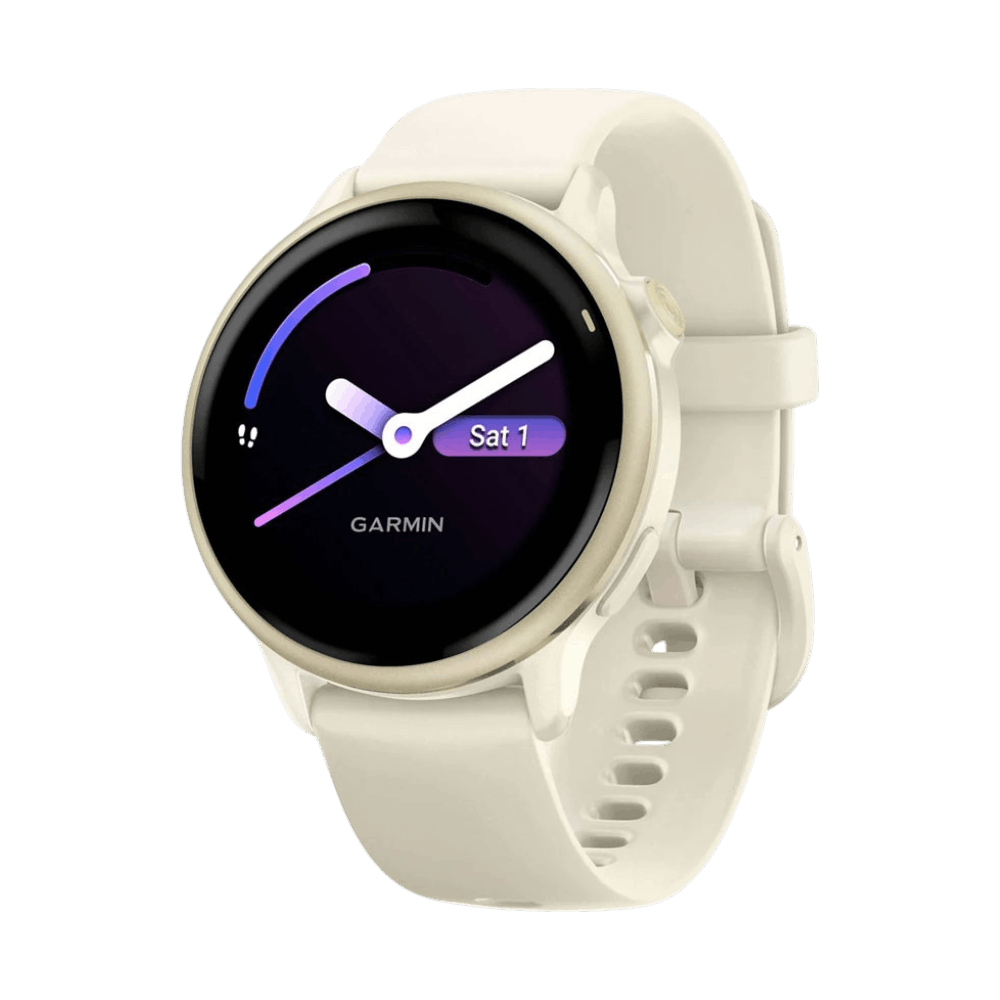 Смарт-годинник Garmin Vivoactive 6 Lunar Gold з Bone білим силіконовим ремінцем