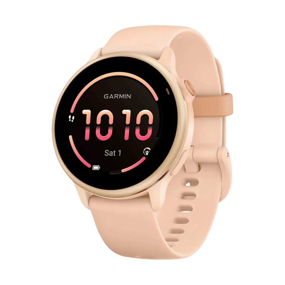 Смарт-годинник Garmin Vivoactive 6 Metallic Pink Dawn з Pink Dawn рожевим силіконовим ремінцем