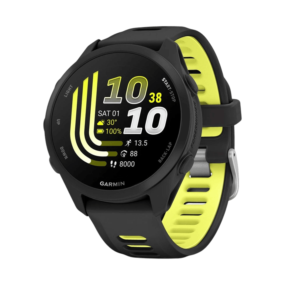 Смарт-годинник Garmin Forerunner 170 Music Black чорний з Black/Amp Yellow чорним/жовтим силіконовим ремінцем