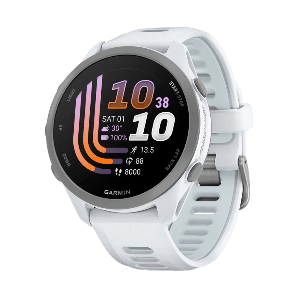Смарт-годинник Garmin Forerunner 170 Music Whitestone білий з Whitestone/Cloud Blue білим/блакитним силіконовим ремінцем