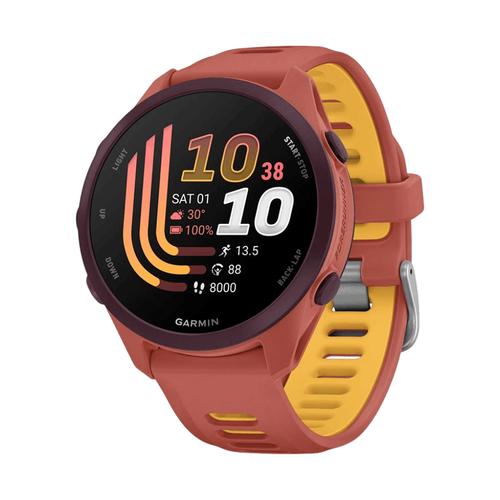Смарт-годинник Garmin Forerunner 170 Music Red Pink червоний з Red Pink/Mango Band червоним/жовтим силіконовим ремінцем