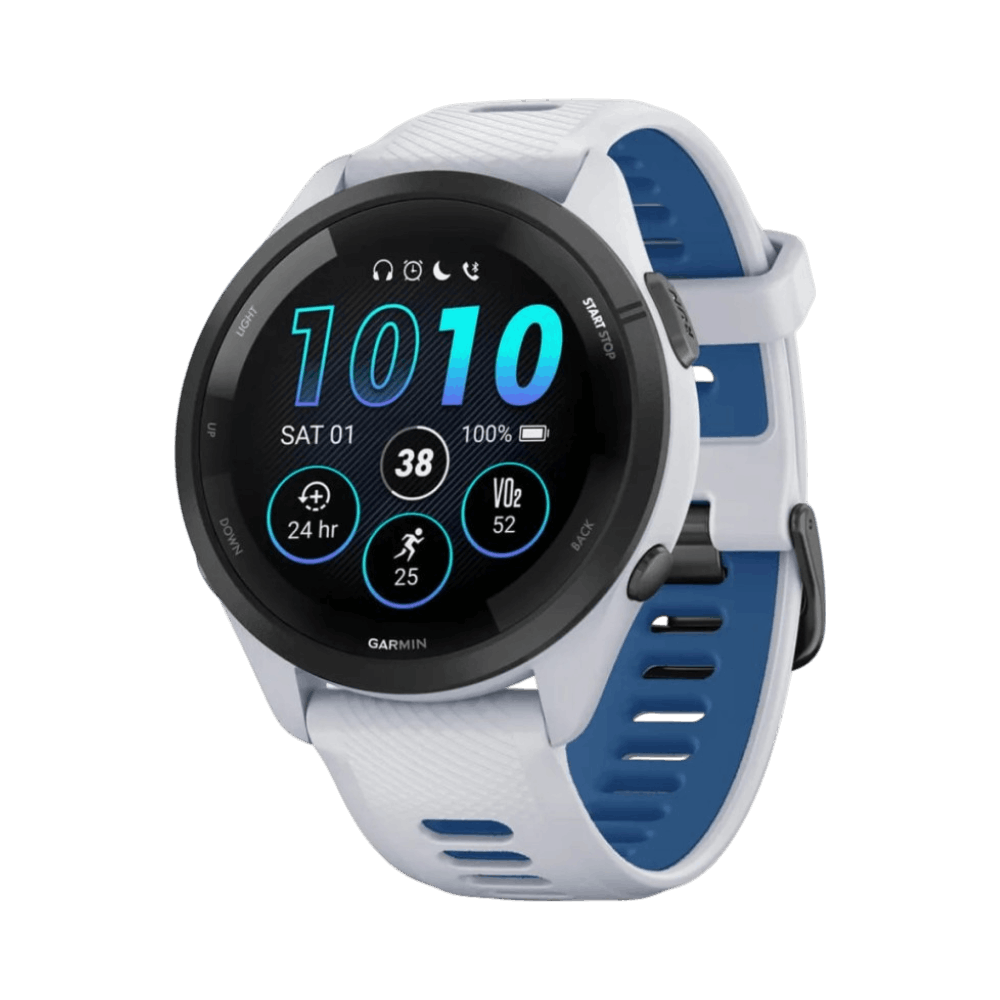 Смарт-годинник Garmin Forerunner 265 з Whitestone корпусом та Whitestone/Tidal Blue білим силіконовим ремінцем