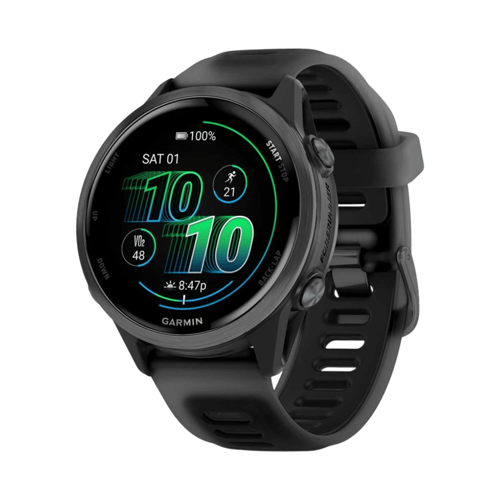 Смарт-годинник Garmin Forerunner 570 42мм Slate Gray Aluminum з Translucent Black чорним силіконовим ремінцем