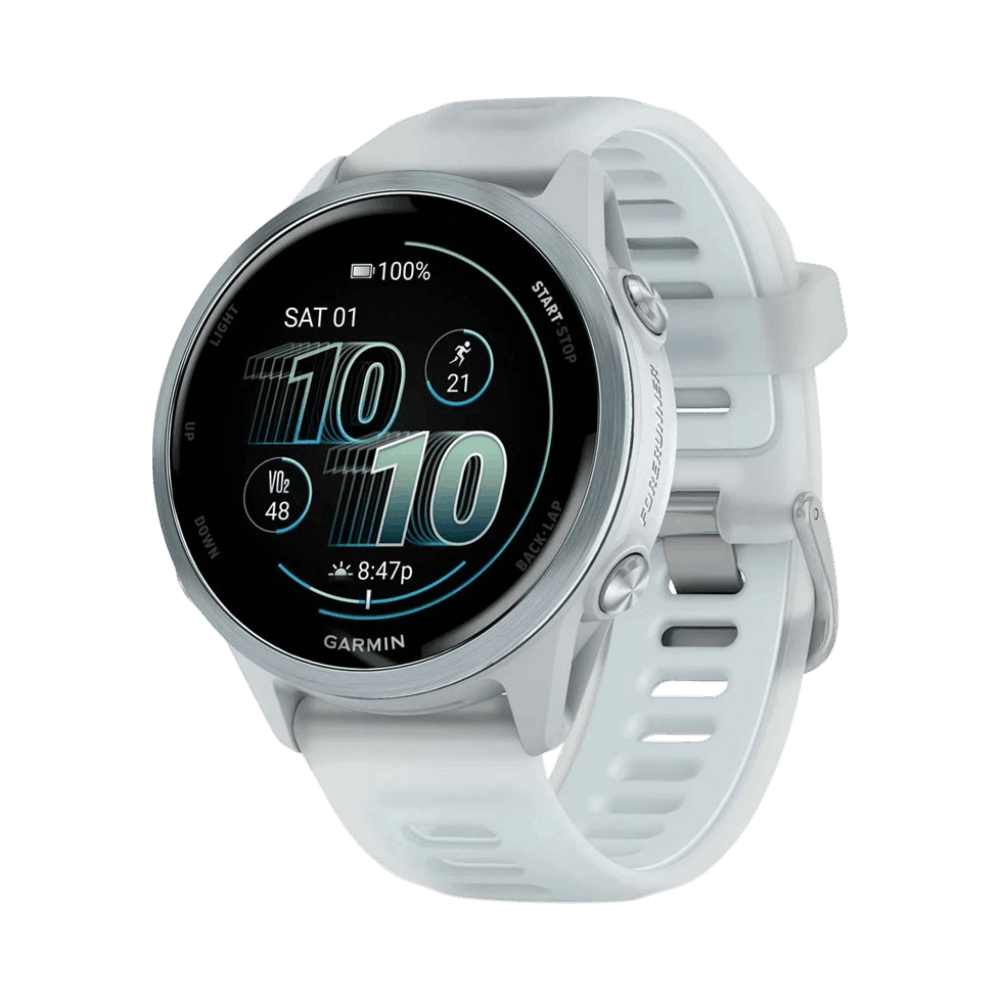 Смарт-годинник Garmin Forerunner 570 42мм Cloud Blue Aluminum з Translucent Whitestone/Cloud Blue білим силіконовим ремінцем