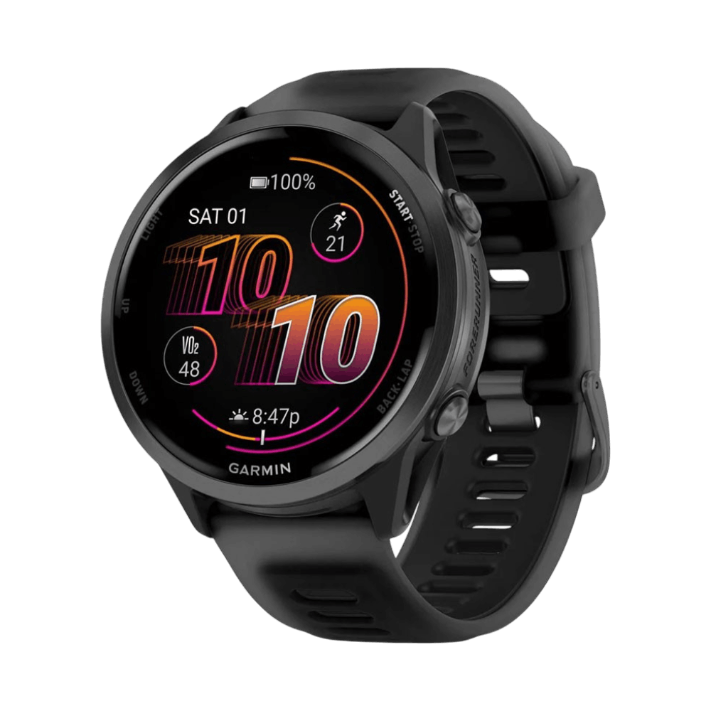 Смарт-годинник Garmin Forerunner 570 47мм Slate Gray Aluminum з Translucent Black чорним силіконовим ремінцем