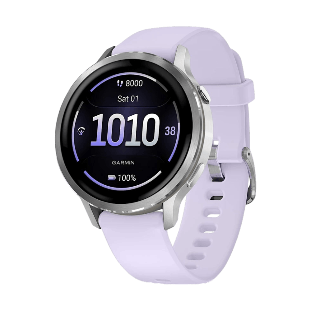 Смарт-годинник Garmin Venu 4 41 мм Silver з Periwinkle бузковим силіконовим ремінцем