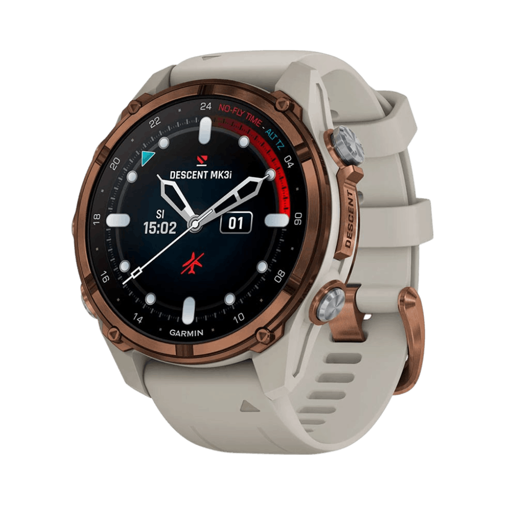 Смарт-годинник Garmin Descent Mk3i 43 мм Bronze PVD Titanium з French Grey сірим силіконовим ремінцем