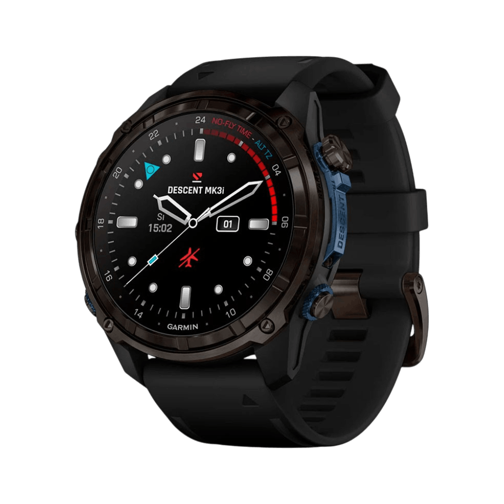 Смарт-годинник Garmin Descent Mk3i 51 мм Carbon Grey DLC Titanium з чорним силіконовим ремінцем