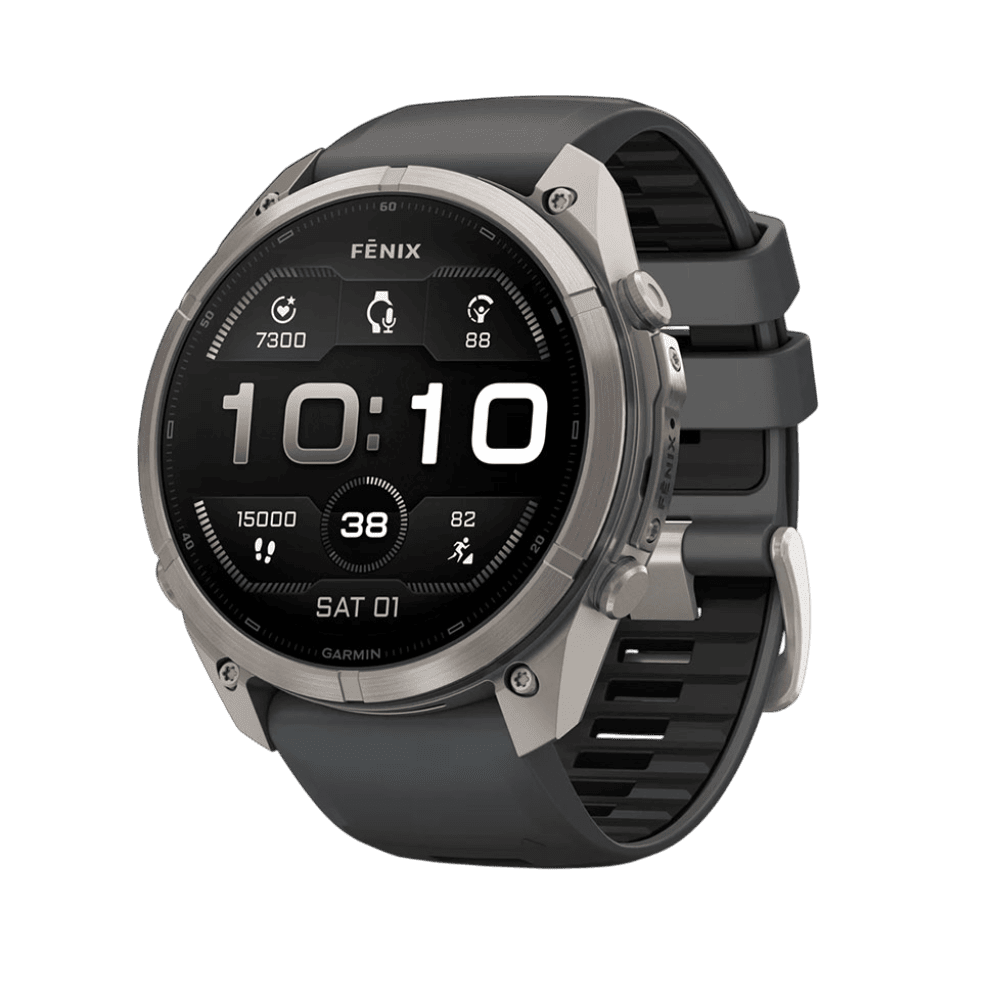 Смарт-годинник Garmin Fenix 9 Pro 51мм, Titanium з Graphite/Black темно-сірим/чорним силіконовим ремінцем