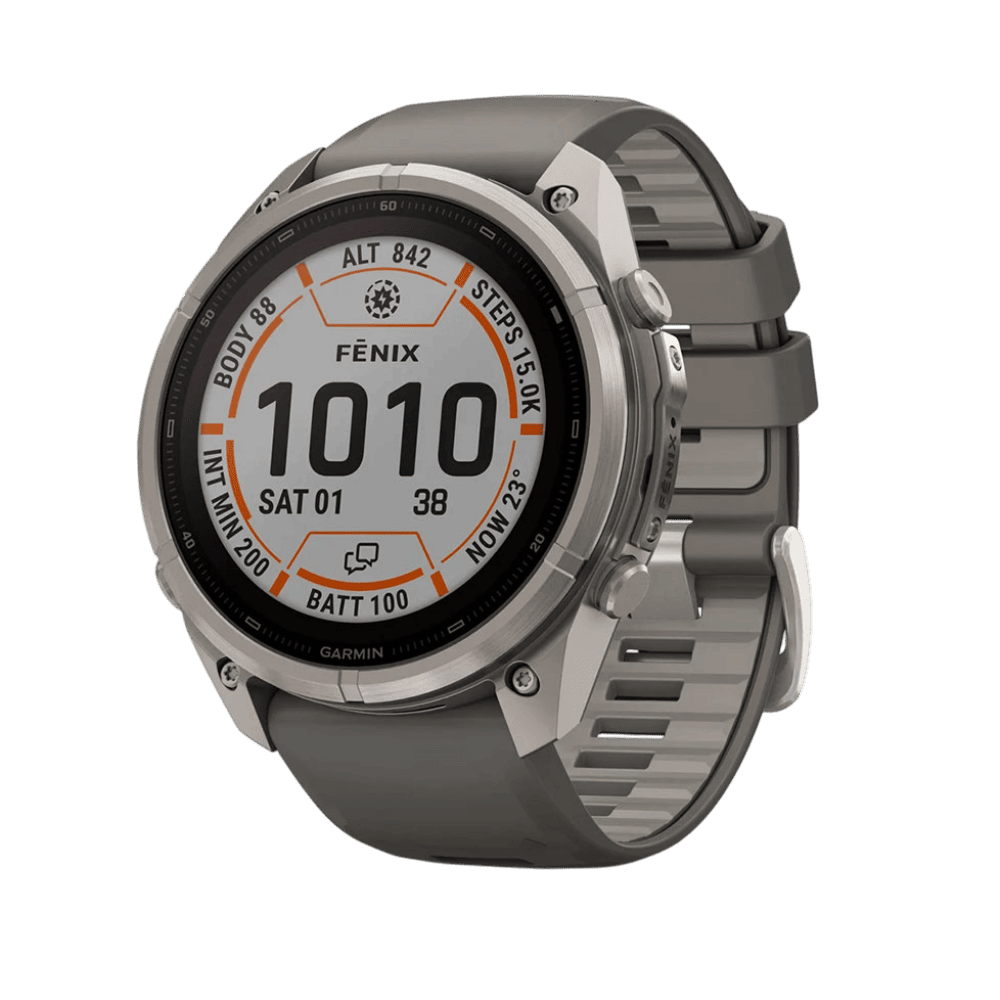 Смарт-годинник Garmin Fenix 9 Pro - inReach, Solar, 51мм Titanium з Pebble Grey темно-сірим силіконовим ремінцем